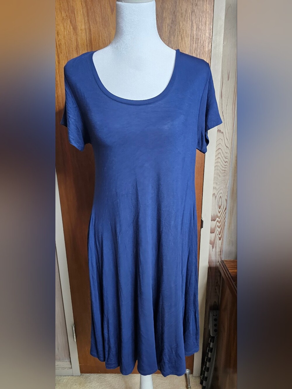 Style & Co. Blue Swing Dress Boho Flowy Casual Petite Medium